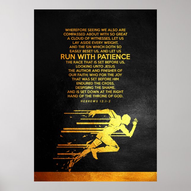 Affiche Hébreux 12:1-2 Verse de la Bible (Devant)