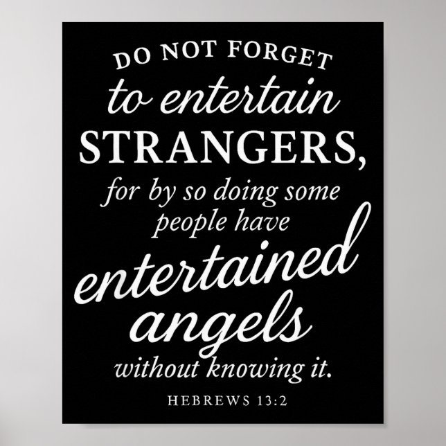 Affiche Hébreux 13_2 Verset Biblique A Hébergé Des Anges F (Devant)