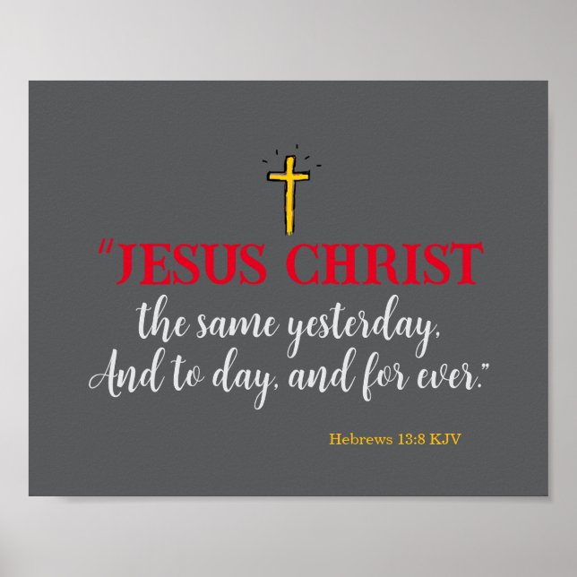 Affiche Hébreux 13:8 «Jésus-Christ est le même…» (Devant)