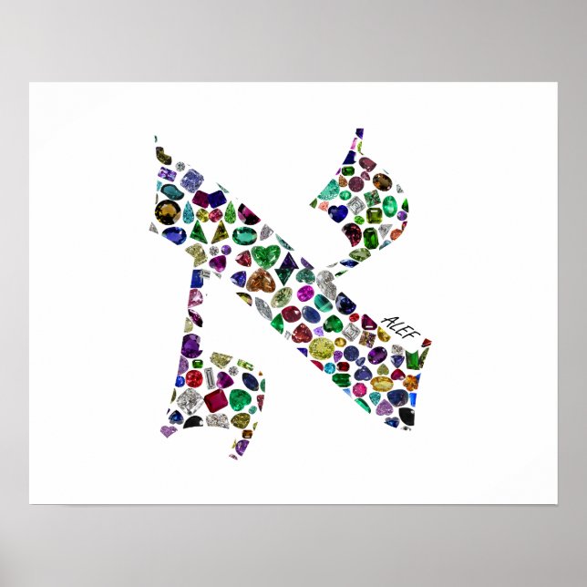 Affiche Hebrew Letter ALEF made with Gemstones (Devant)