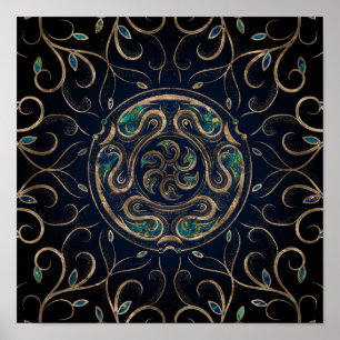 Affiche Hecate Roue Ornament Marbre et Or