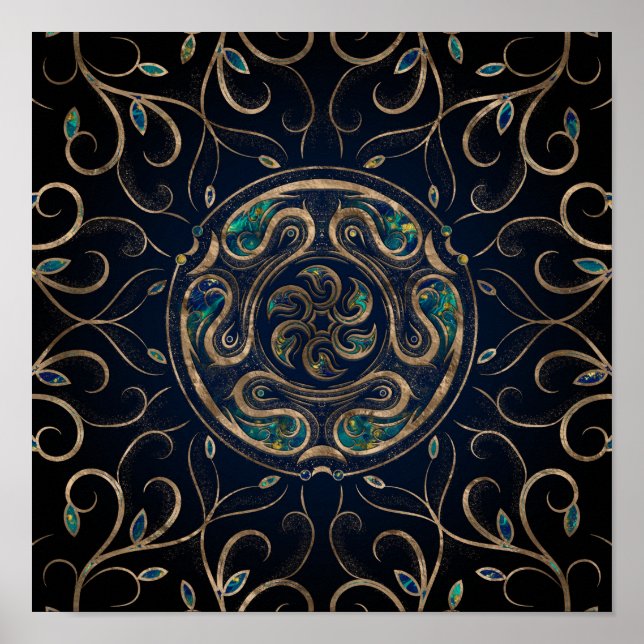 Affiche Hecate Roue Ornament Marbre et Or (Devant)