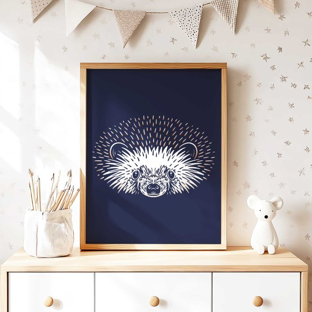 Affiche Hedgehog | Forest Animal Hedgehog Wall Print (Hedgehog Forest Animal Nursery Wall Art Poster Print by TinkPrints.)