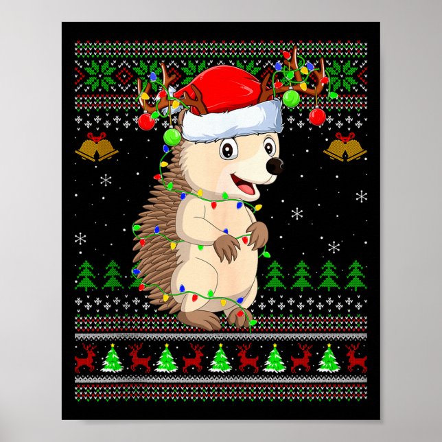 Affiche Hedgehog Ugly Christmas Sweaters Holiday Santa Cut (Devant)