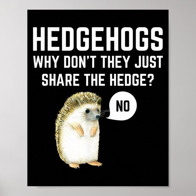Affiche Hedgehogs Why Don't They Just Share The Hedge Funn (Devant)