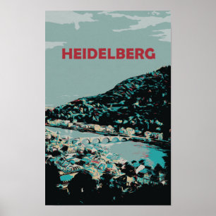 Affiche Heidelberg et Neckar River Allemagne Ville romanti