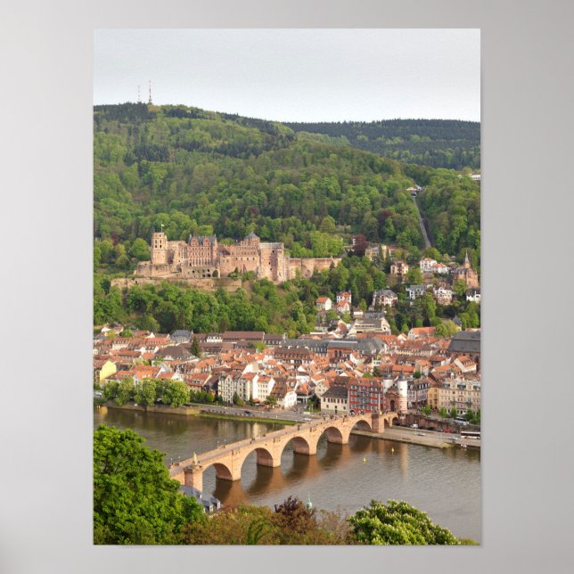 Affiche Heidelberg vue ville avec le château (Devant)