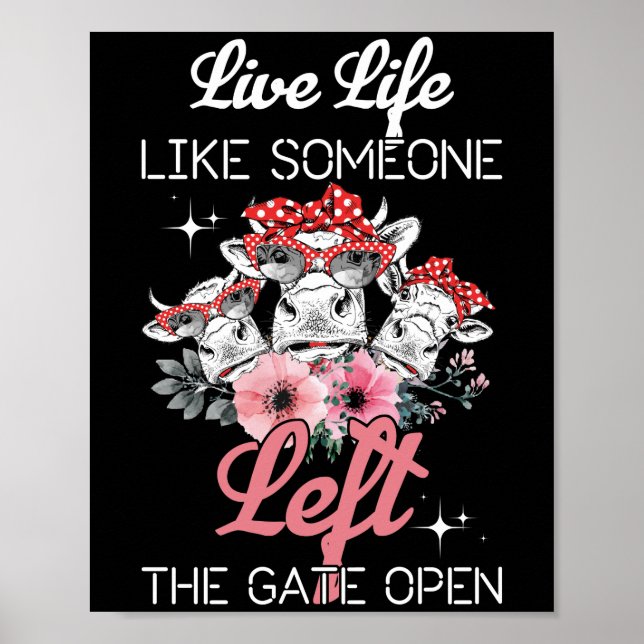 Affiche Heifer Cow Vivent Comme Quelqu'Un A Quitté La Port (Devant)