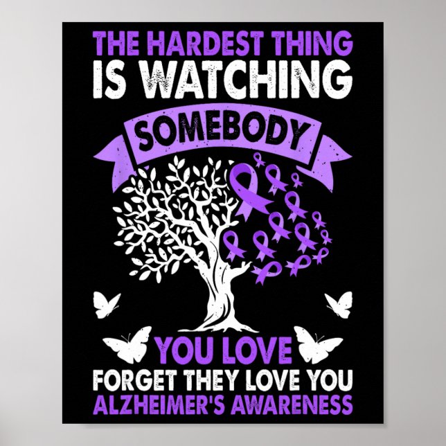 Affiche Heimerheimer's Awareness Love Support Purple Ribbo (Devant)