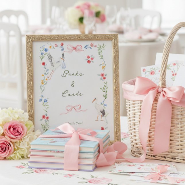 Affiche Heirloom Rose & Ribbon Stork Books and Cards (Créateur téléchargé)