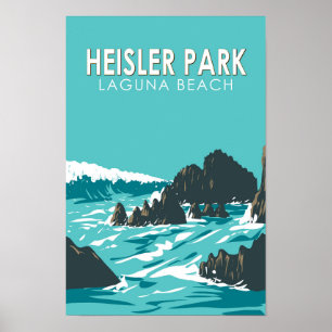 Affiche Heisler Park California Travel Art Vintage