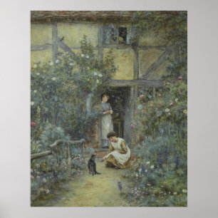 Affiche Helen Allingham Vintage La soucoupe de lait