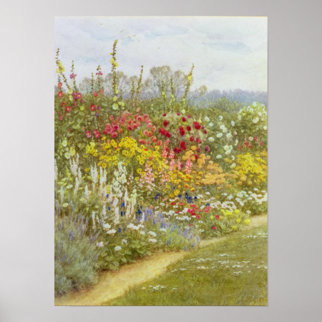 Affiche Helen Allingham Vintage Une Frontière Herbacée (Devant)