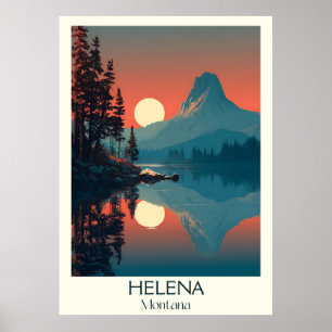Affiche Helena Montana Vintage Lake Sunset Travel Art