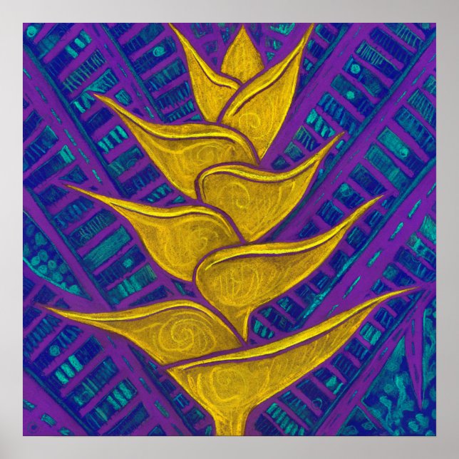 Affiche Heliconia Fleurs Tropic Botanical Bold Floral Ar (Devant)