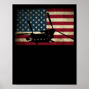 Affiche Hélicoptère CH-47 Chinook patriotique
