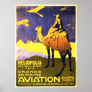 Affiche HELIOPOLIS EGYPTE Great Aviation Vintage voyage