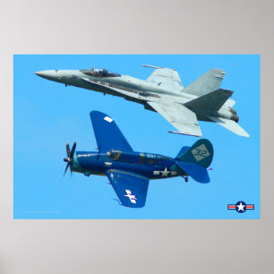 Affiche HELLDIVER SB2C et HORNET F/A-18C