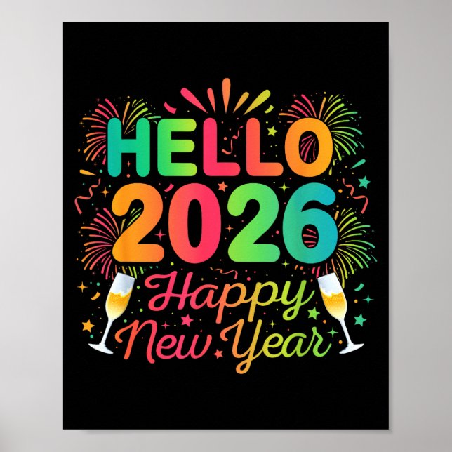 Affiche Hello 2026 Happy New Year Eve Party Countdown Fire (Devant)