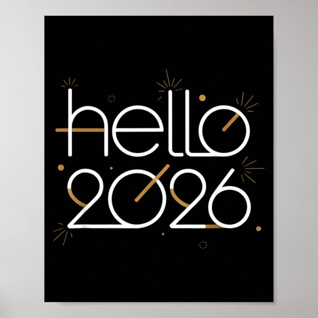 Affiche Hello 2026 Happy New Year Fireworks Celebration  (Devant)