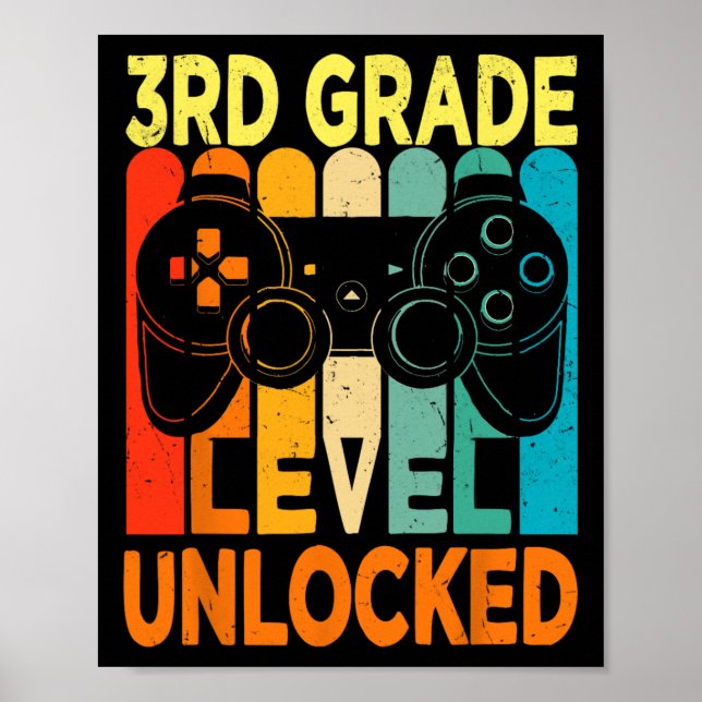 Affiche Hello 3rd Grade Level Unlocked Video Game Byck To  (Devant)