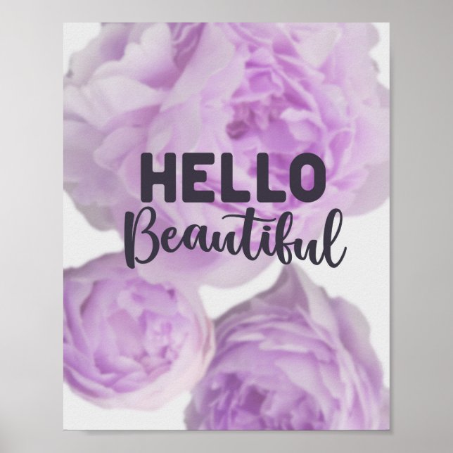 Affiche Hello Beautity - Citation - Floral avec texte viol (Devant)