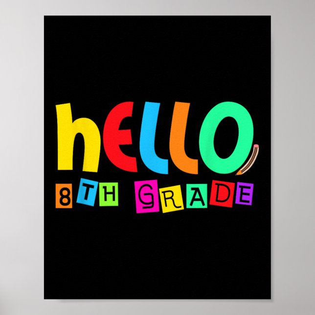Affiche Hello Eighth 8th Grade Back To School For Student  (Devant)