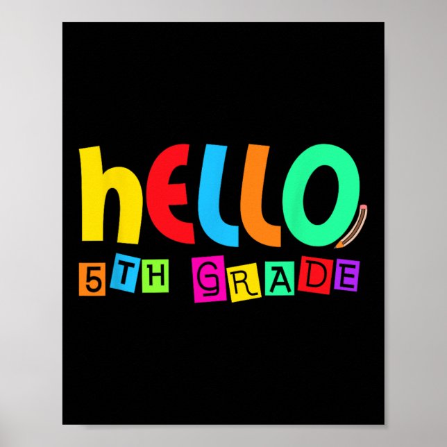 Affiche Hello Fifth 5th Grade Back To School For Student B (Devant)