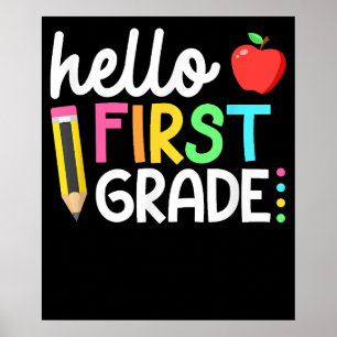 Affiche Hello First Grade Team 1st Grade Back School Kids