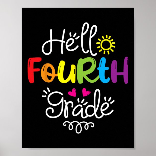 Affiche Hello Fourth Grade Fun 4th Grade Byck To School Gi (Devant)