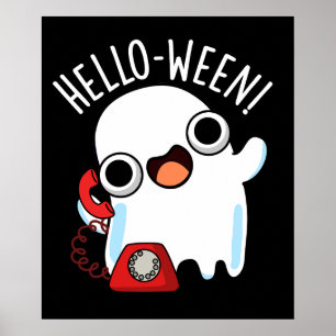 Affiche Hello Funny Ghost Pun Dark BG