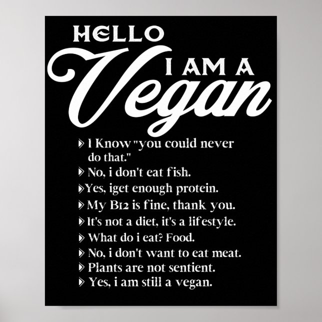 Affiche Hello I Am A Vegan 9 Things About Vegan (Devant)