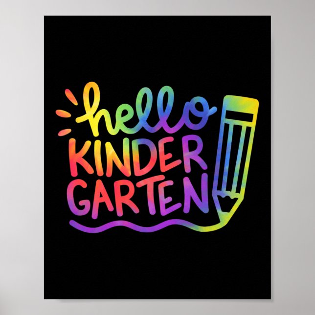 Affiche Hello Kindergarten Teacher Tie Dye Bienvenue À Ret (Devant)