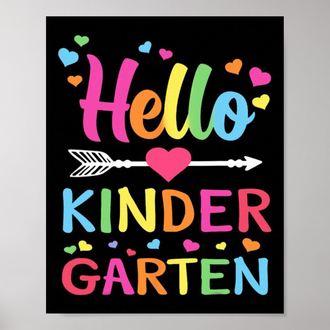 Affiche Hello Kindergarten Team Kinder Byck To School Teac (Devant)