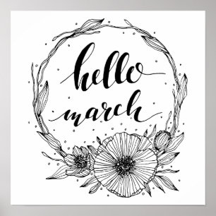 Affiche Hello March Line Art