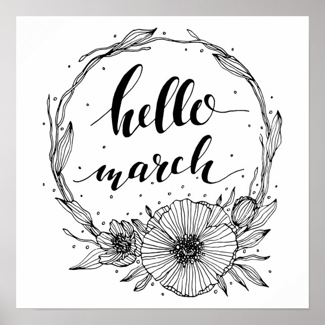 Affiche Hello March Line Art (Devant)