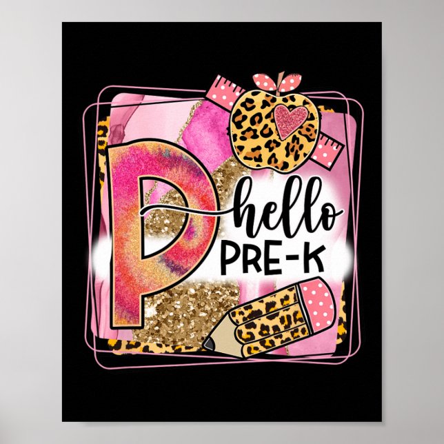 Affiche Hello Pre-K Team PreK Retour à l'école Enseignante (Devant)