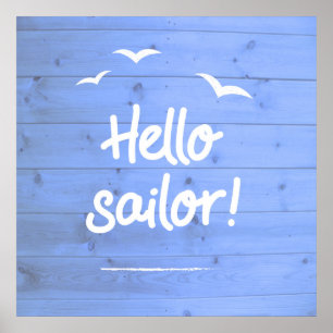 Affiche Hello Sailor Fun Boating Beach Art