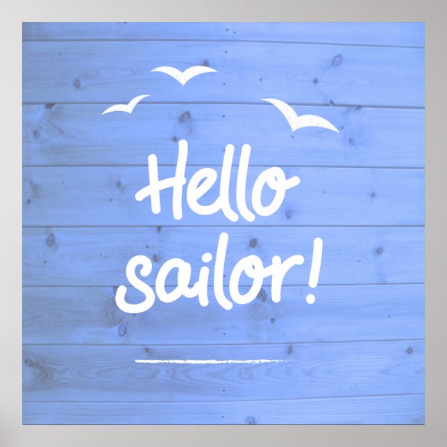 Affiche Hello Sailor Fun Boating Beach Art (Devant)
