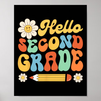 Affiche Hello Second 2nd Grade Byck To School Teachers Kid