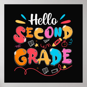 Affiche Hello Second Grade Doodle