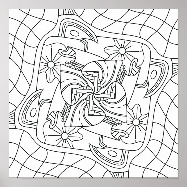 Affiche Hello Spring : Page de coloriage pour adultes (Devant)