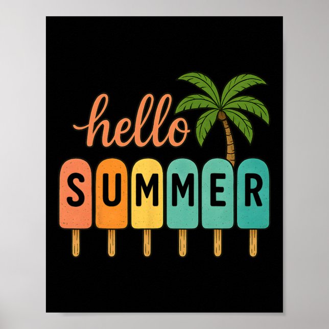Affiche Hello Summer Beach Vacation Ice Cream Popsicle Gif (Devant)