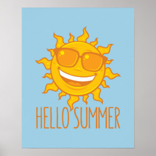 Affiche Hello Summer Sun With Sunglasses