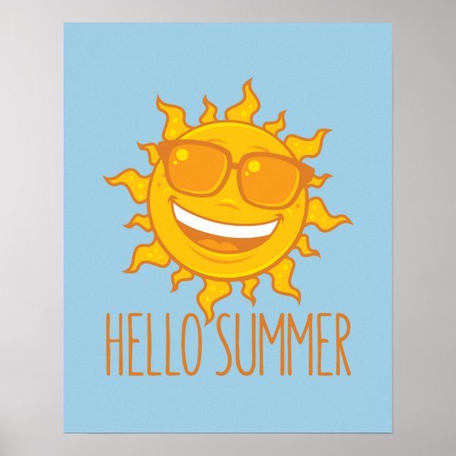 Affiche Hello Summer Sun With Sunglasses (Devant)