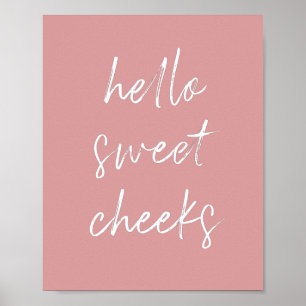 Affiche Hello Sweek Cheek Funny Toilettes Dusty Rose salle