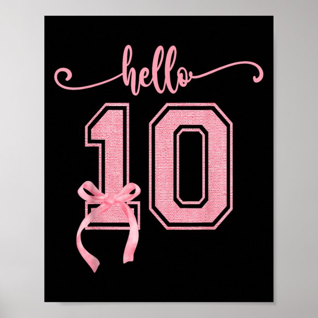 Affiche Hello Ten Double Chiffres Cute Coquette Bow 10th B (Devant)
