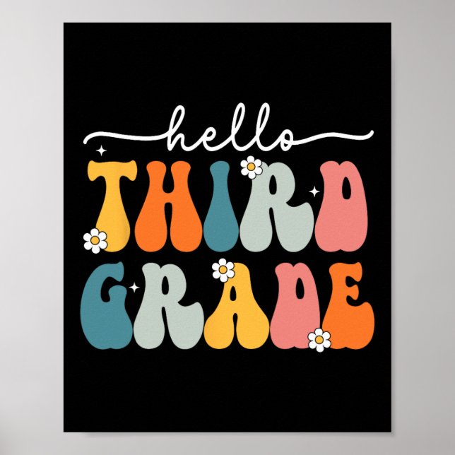 Affiche Hello Third Grade Byck To School 3rd Grade Teacher (Devant)