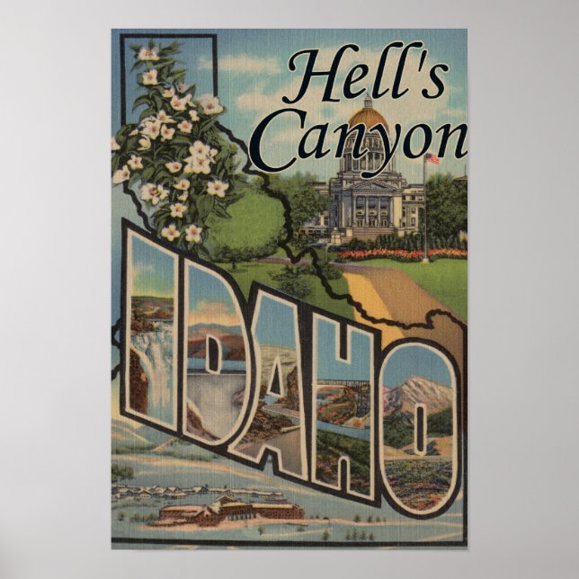 Affiche Hell's Canyon, Idaho - Scènes de grandes lettres (Devant)
