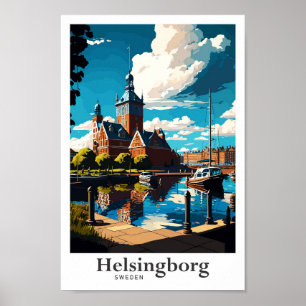 Affiche Helsingborg Suède Vintage voyage Portrait